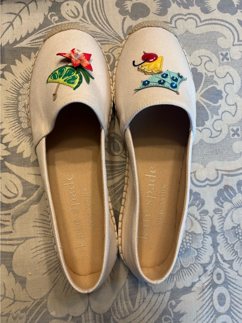 kate spade Tiki Time Espadrilles Canvas in Cream